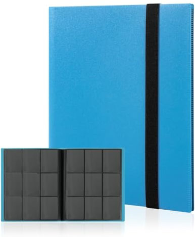 efunkdog Sammelkarten Album, 9 Pocket Sammelalbum 20 Seiten 360 Karten Kapazität, Sammelalbum für Karten (Blau)