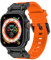 Sports Band for Apple Watch Ultra 2/Ultra bracelets 49mm 45mm 44mm 42mm for men, Durable Silicone Band with Metal Connector IWatch Ultra 9 8 7 6 5 4 3 SE（Black Adapter-Orange）