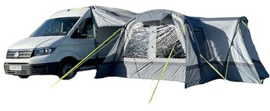 OLPRO Cocoon Breeze V2 Tall Tunnel Inflatable Driveaway Awning for Campervan or Motorhome – Air with Sewn-in Groundsheet, Dual Beading, Recycled Polyester – Campervan/Caravan Porch – Grey