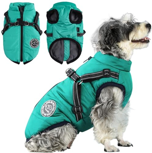 Savlot Hundejacke Winterweste Jacken Hundemantel Hundepullover Haustier Skifahren Kostüm Ärmellose Baumwolle Gepolsterte Weste Mit Brustgurt Gurt - Hellblau, XXL