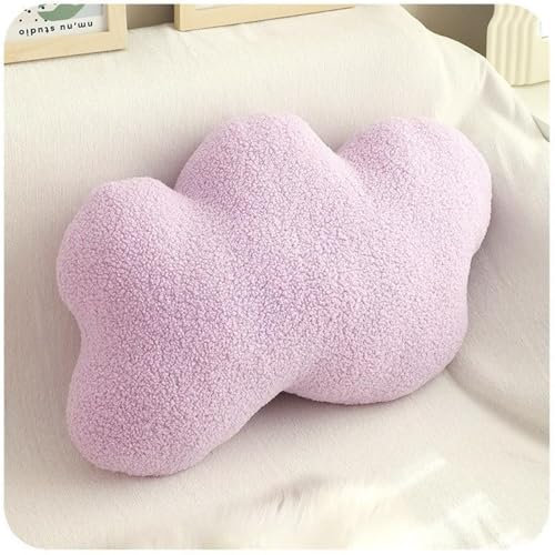 Ueiwffzo Kuschelkissen Kindekissen, Weiche Flauschige Wolkenform Zierkissen Sofakissen, 67 * 40cm Plüsch Kissen Dekokissen für Kinderzimmer Schlafzimmer (Lila)