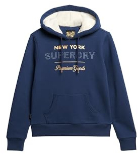 Superdry Sweat à capuche de luxe pour femme avec logo aspect métallisé, 44