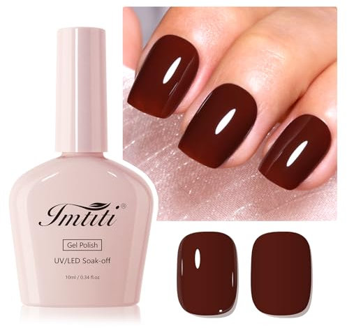 Imtiti Maroon Brown Gel Nagellack, 1Pcs Chestnut Brown Gel Polish Soak Off UV LED Gel Polish, Long Lasting, Nail Art Manicure Salon DIY zu Hause für Herbst und Winter (10 ML)