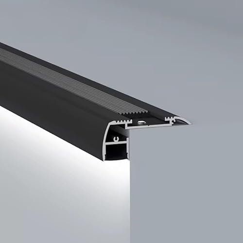 Treppenkantenprofil Aluminium, 2 m, Schwarz, für LED-Streifen 10 mm SILAMP