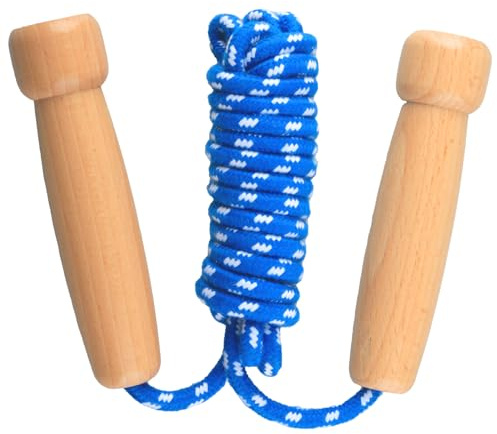 Luckious Wooden Handle Speed Jump Rope Durable,Slip-Resistant Fitness Tool for Outdoor and Gym Use Suitable for Kids and Adults（Blue)