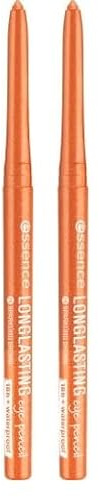 essence LONG-LASTING eye pencil, Nr. 39, Orange, langanhaltend, farbintensiv, vegan, wasserfest, ohne Mikroplastikpartikel, Nanopartikel frei, 2er Pack (0.28g)