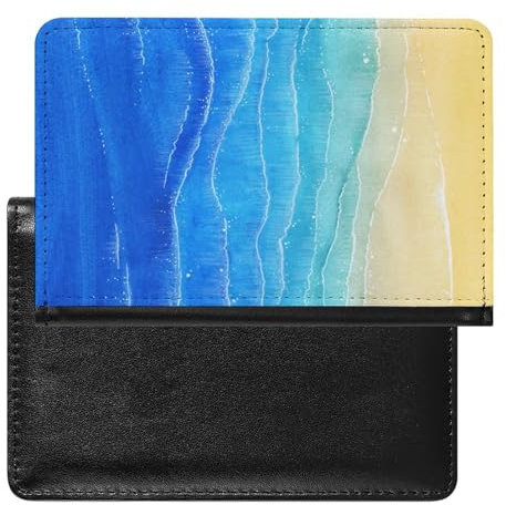 NYKVTG Portefeuille Eau De Mer Bleue Porte Carte Crédit Cuir PU Porte Monnaie Couvertures De Passeport