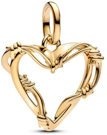 PANDORA 14K placcato oro filo spinato medaglione fascino, Standard, Oro, Nessuna pietra preziosa