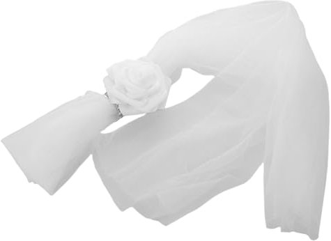 DECHOUS Weiße Spandex Stuhldekoration mit Rosenblüten 1 Stück