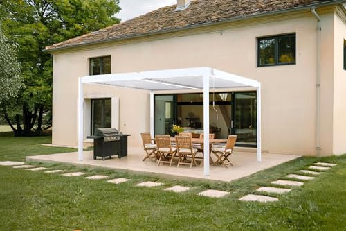 Cazeboo Pergola bioclimatique autoportée Piana 4x3m Aluminium Blanc