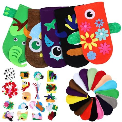 Vaguelly 1 Satz Handpuppen-Set aus Filz gefilzte DIY-Materialien Leistungsqualitäten Nähsets für Sockenpuppenset Handpuppe handpuppen selber Machen Puppenbauset Filzstoff