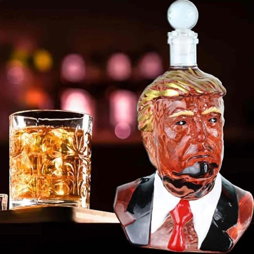 JXCCA Carafe Whisky, Verres de Whisky pour Hommes, Carafe de Whisky Personnalisé, Décanteur de Bouteille de Vin de Forme de Personnage, Bouteille de Vide de Vin Artisanale, Cadeaux, 750 ML