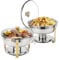 Chafing Dish Buffet Set - Stainless Steel Round Chafer Warmers with Glass Lid for Catering, Parties, and Weddings - for Food Service and Event Hosting