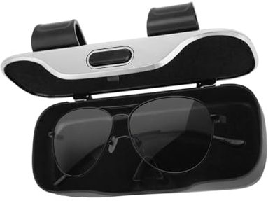 lasuroa Sunglasses Holder for Car Visor, Premium Black Glasses Case Clip One-Touch Press Silent Closure Anti-Shock & Dust-Proof Design Car Accessories Sun Visor Organizer Storage