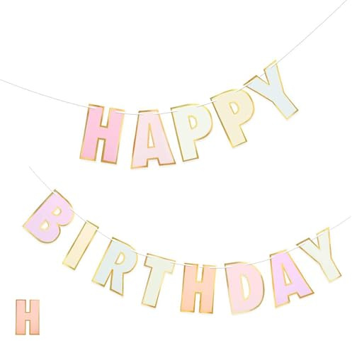 Happy Birthday Banner Kit Geburtstagsgirlande Bunte Geburtstag Girlande | Pastellfarbe für Kinder Mädchen Geburtstagsdeko