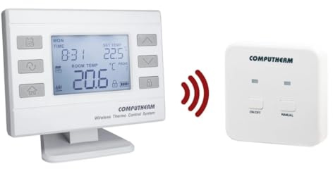 Wireless Thermostat Programmable Computherm Q72RF white, portable thermostat with RF receiver, ideal for central heating, simple and reliable temperature control