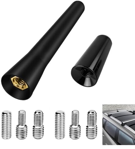 Mini Car Radio Aerial Antenna, 3cm & 6.5cm Car Antenna Mast Universal AM/FM, Car Aerial with Waterproof Stainless Steel Core, Easy Installation with M4, M5, M6 Screws for Cars, Trucks & More