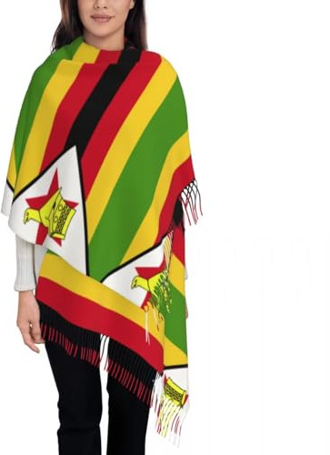 GONMFKM Womens Scarf - Zimbabwe Flag Fringe Scarves Winter Long Large National Symbols Print Stole,Shawls And Wraps For Evening Dress Bridesmaid Wedding Bridal Scarves