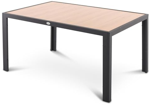 Raburg SenS-Line Pronto Garten-Esstisch, 147 x 95 cm, Holz, Anthrazit, rund | Keramikoberfläche in Holzoptik, pflegeleicht, wetterfest, Aluminiumgestell, für Garten, Balkon und Terrasse