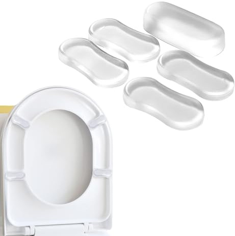 MNYXIS 5 Pcs Paracolpi Sedile Wc, Gommini Tavoletta Wc, Ammortizzatori Per Coperchio Wc, Paracolpi Autoadesivi In Gomma, Ricambi Per Tavoletta Wc, Paracolpi Wc Per Casa Ufficio Hotel (Bianco)