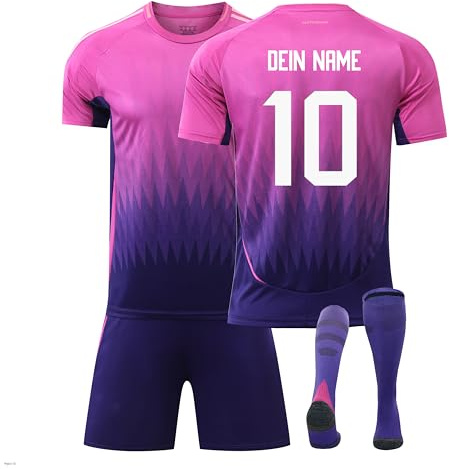 WeiaiziY Personalised Deutschland Trikot,Deutschland WM Trikot 24/25 Kinder Set mit Eigenem Namen & Nummer,Geschenk für Fußballfans,Authentisch Design,Atmungsaktiver Stoff,Pink