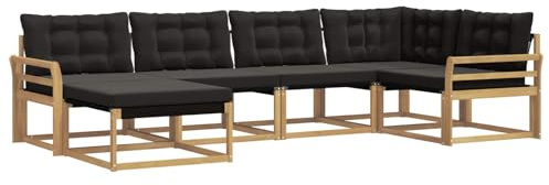 vidaXL Outdoor-Sofagarnitur mit Kissen 6 pcs Weiß und Schwarz, Garten-Sofa-Set, modernes Outdoor-Lounge, strapazierfähige Möbel, witterungsbeständiger Sitzplatz zum Entspannen