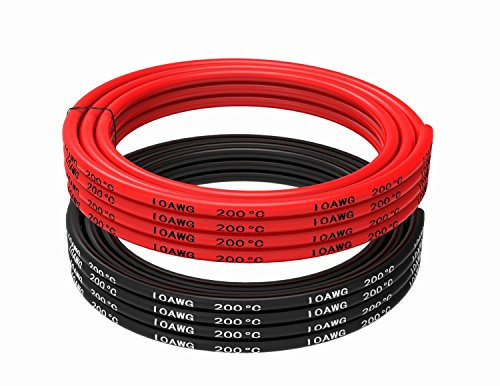 TUOFENG Filo in silicone 10 AWG 6 Metro [3 Metro Nero e 3 Metro Rosso] Cavo a trefoli calibro 10 - Filo di rame stagnato ultra flessibile Resistenza alle alte temperature