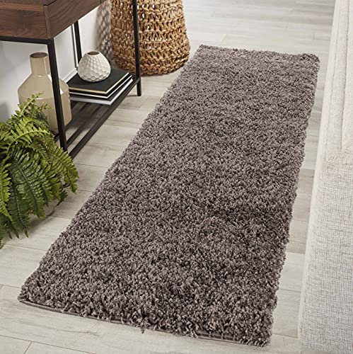 Serdim Rugs Living Room Hallway Runner Shaggy Rugs TAUPE 60x220cm(2 x7'3)