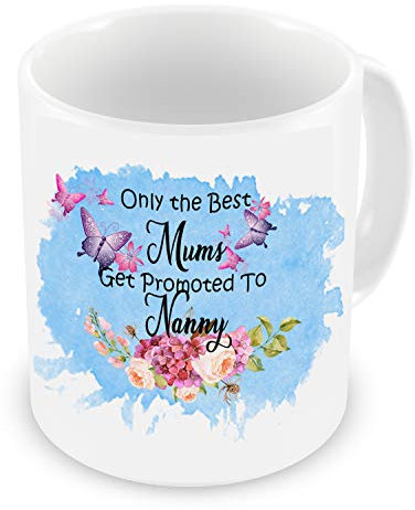 GrassVillage Only The Best Mums Get Promoted to Nanny Ceramic Gift Mug Mothers Day Fathers Day Birthday Xmas Gift Mug