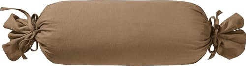 Erwin Müller Nackenrollenbezug Single-Jersey Murnau - braun Größe 40x15 cm Ø - bügelfrei, strapazierstark, elastisch, mit Bindeband