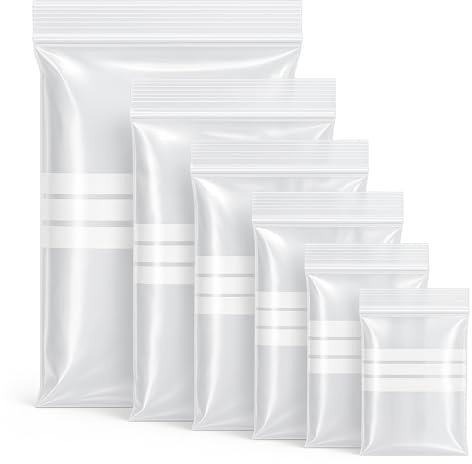 Grip Seal Bags with Write On Panel - 5 x 7.5 Clear Resealable Plastic Bags for Storage & Packaging (100 Pack) - Sabco
