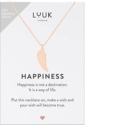 LUUK LIFESTYLE Halskette mit Engelsflügel Anhänger für Sie, 925er Sterlingsilber, schickes und trendiges Schmuckstück für einen modernen Look, Valentinstags, Geburtstags Geschenk, Damenmode, Rosé