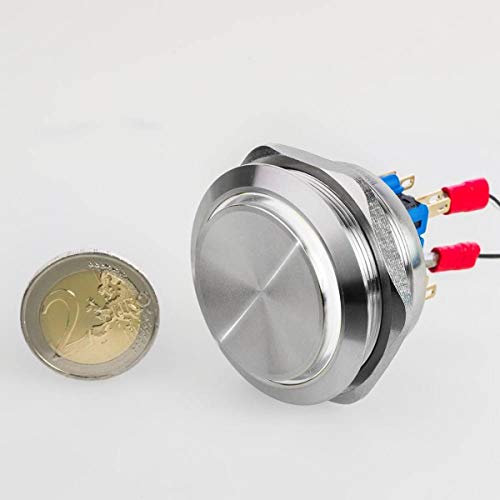 Hervorstehender LED - Taster - Durchmesser Ø 40 mm - aus V2A Edelstahl - staub - und wasserdicht- AC/DC - witterungsbeständig - Weiß