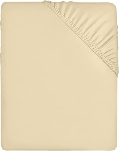 Utopia Bedding - Spannbettlaken 135x190cm - Beige - Oeko-Tex Zertifiziertes Gebürstete Polyester-Mikrofaser Spannbetttuch - 35 cm Tiefe Tasche