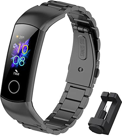 BDIG Armband Ersatz für Honor Band 5, Honor Band 4 Smart Armband Ersatzband Wasserdicht Edelstahl Replacement Wrist Strap Armband Zubehör für Honor Band 4/5