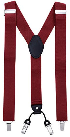 MASADA Hosenträger für Herren mit robusten Clips stufenlos verstellbar 3,5 cm breit und bis zu 195 cm Körpergröße Bordeaux
