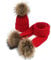 Premewish Mädchen Jungen Strick Mütze Beanie Wolle Schal Wollmütze Bommelmütze Winterschal Kombi Set Kinder mit Echtfell (Rot)