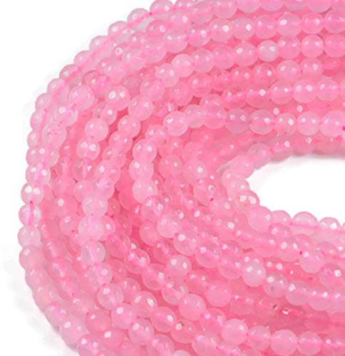 Semi Precious Beads Natura Rose Quartz 6mm Faceted Round Gemstone 15 inch Strand Beads for Jewellery Making- AqBeadsUk