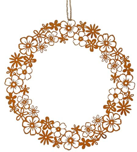 Metall Blütenkranz Kranz Blume Rost Fensterdeko Blüten Frühlingsdeko D20 cm