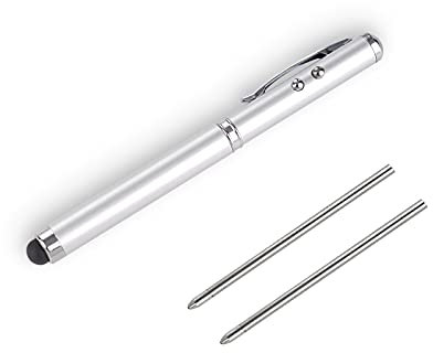 Metal Multi-Function Pen, Touch Screen Stylus, Flashlight with White Light, Infrared, Creative Christmas and Birthday Gifts (1 Silver)