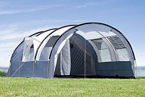 dwt Gobi Plus Tunnelzelt, Familienzelt für Abenteurer, wasserdicht, geräumig, in 4 Größen für 3 bis 5 Personen, 220 cm maximale Raumhöhe, Polyester-Gewebe, Größe:Gr.5 350x500x215 ohne SD