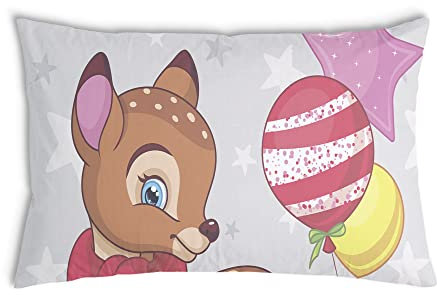 TherapieWelt Kinderkissen Hypoallergen Kopfkissen für Kinder gefüllt mit Silikongranulat Babykissen Kissen mit Baumwolle Bezug mit Reißverschluss 40x60cm Hirsch Sterne Geschenk braun