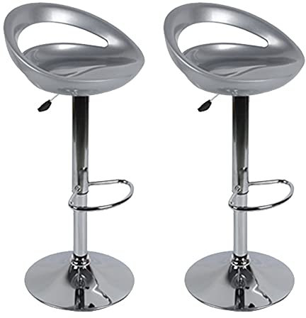 homewell Barhocker 2er Set, Sitz aus ABS-Kunststoff, Metall Basis aus Edelstahl, Essensstuhl für Patio Bar Drehbare Barhocker Höhenverstellbar 55 bis 75 cm (2er grau)