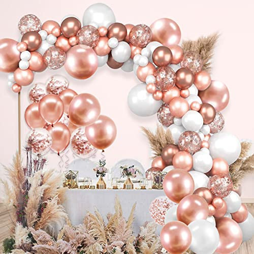 Geburtstagsdeko Frauen Rosegold Happy Birthday Partydeko Roségold Luftballons Set für Hochzeit Geburtstag Party Deko
