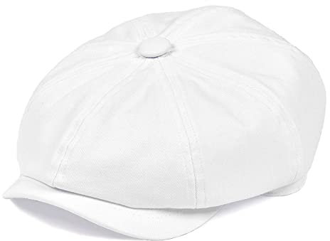 oonui Baskenmütze Damen Ballonmütze Aus Weißer Twill-Baumwolle Für Herren Und Damen Cabbies Driver Caps Gatsby Flat Ha,Weiß,56-57Cm