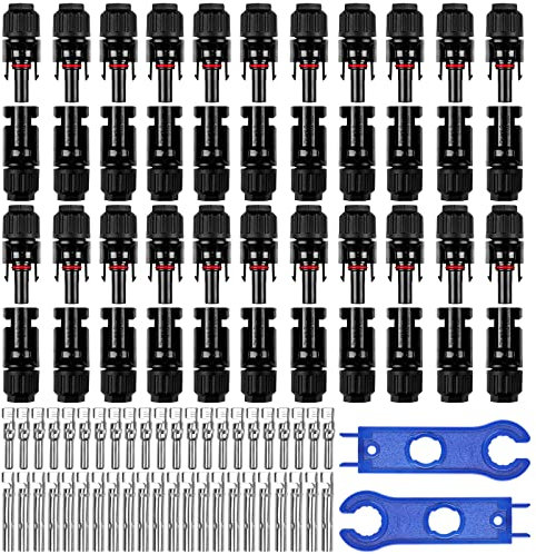 Solarpanel Stecker, 22 Paar Solarstecker, Solarpanel Kabelstecker mit 2 pcs Schraubenschlüssel, Photovoltaik Steckverbinder IP67