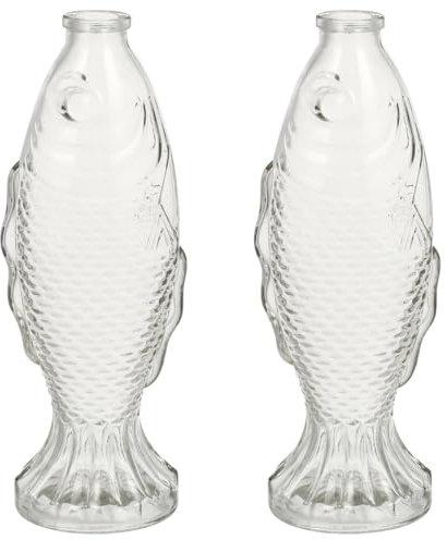Carafe Poisson Verre, Lot de 2 Bocal Poisson Rouge Vase pour Fleurs Vase en Verre Clair Transparent, en Haut Moderne, Décor, Moderne pour Maison, Bureau, Salon, Pièces Centrales