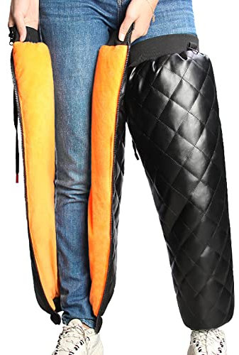 1 paio di ginocchiere invernali per moto, 70 cm, spesse, fodera termica per ginocchia, con chiusura lampo, protezione per le gambe, scaldamuscoli caldi, impermeabili, per moto, skateboard