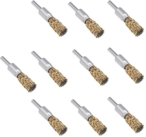 Kit di spazzole per ruote metalliche, 10 pezzi, 16 mm, accessori rotanti per levigatura con 6 mm, per rimozione ruggine, corrosione, vernice