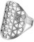 Amaxer Blume des Lebens Samen des Lebens Mandala Heilige Geometrie Schwarz Ton Ring für Frauen Statement ausgehöhlte verstellbare Bandring Schmuck für Frauen, Edelstahl (Silber)